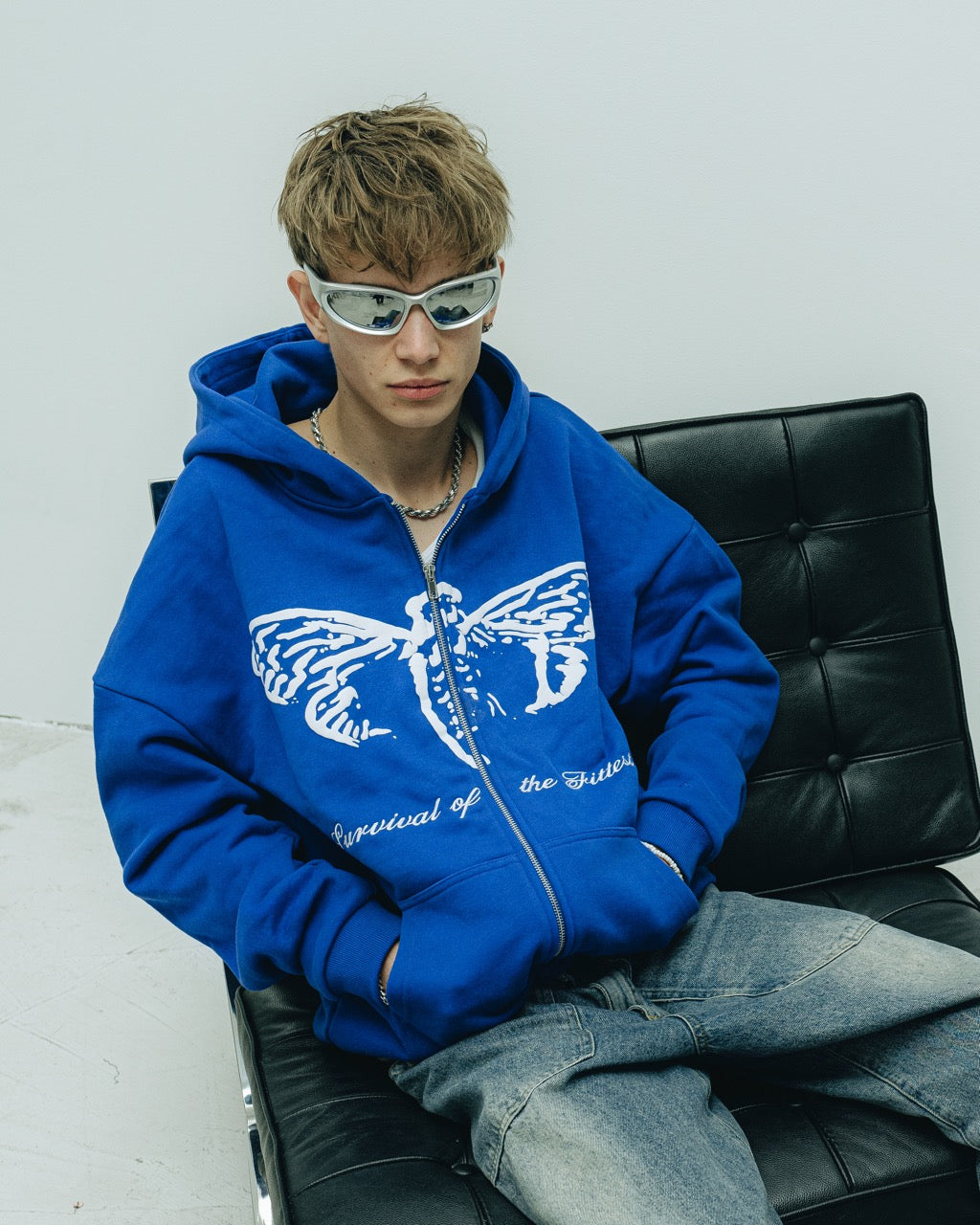 Cicada Zip Hoodie Blue